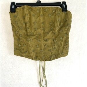 Princess Polly green floral embroidery corset top bustier size 6 70's 80's Goth